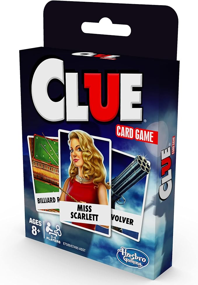 Hasbro Gaming Clue Card Game,3-4 Player Strategy Game,Travel Games,Christmas Stocking Stuffers for Kids Ages 8 and Up