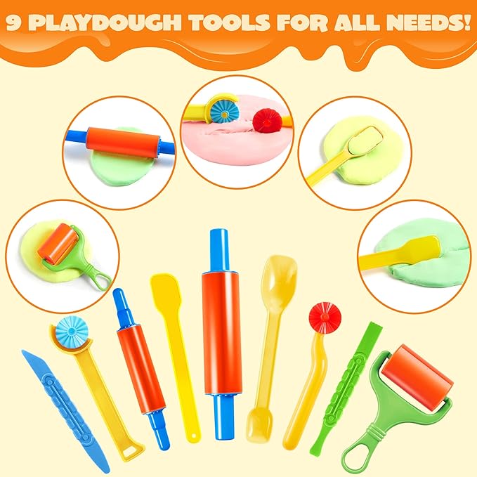 JOYIN 44 Clay Tools Set for Kids, Clay Accessories with Various Plastic Molds, Rolling Pins, Cutters