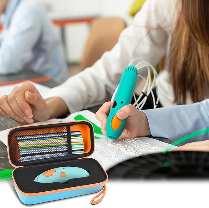 GWCASE Case Compatible with 3Doodler Start+ Essentials for 3D Pen Set for Kids, Storage Organizer Carrying Holder Fit for Printing Pens, Plastic Refill Blister, Micro-USB Charger (Box Only) -Blue