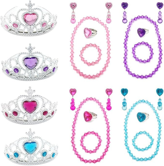 Elesa Miracle Girl Kids Dress Up Tiaras Necklace Bracelet Clip on Earrings Toy Playset