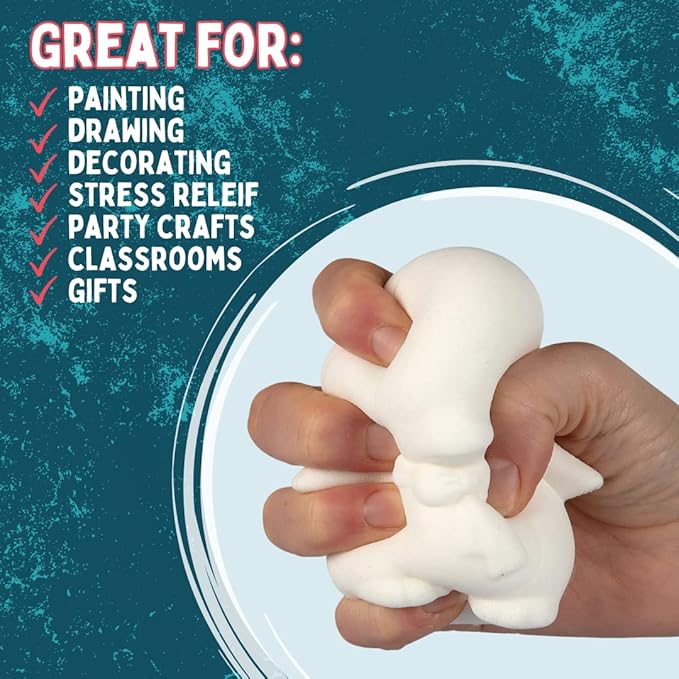 Idiy Party Craft Kit Jumbo Cute Critters Squishies (8 Garden Figures w 12 Fabric Paints)-White Kawaii Slow Rising Squishy Toys, Scented Stress Relief, Kids School, Birthday Activity Gift (4"-6")