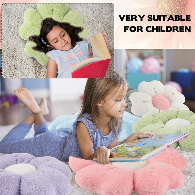 6 PCS Daisy Flower Shaped Throw Pillow, Cute Floor Cushion Seating Decorative Soft Plush 3D Floral Cushion for Couch, Bed, Sofa, Chair & Home Decor (Multicolored, 14 Inch)