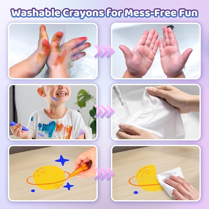 DreamCandy Rocket and Unicorn Crayons,36PCS Non Toxic Washable Toddler Crayons for Kids and Toddlers,Art Supplies Drawing Coloring Crayon Set,Gift for Girls and Boys,Back to School