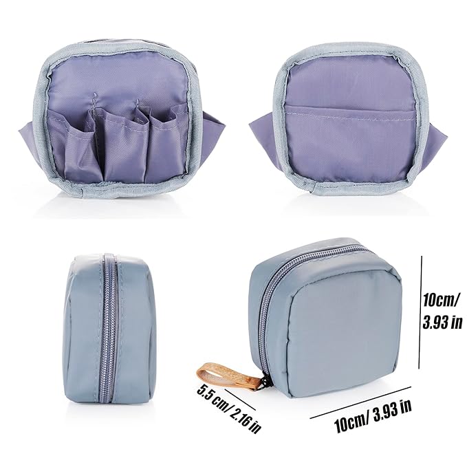 Hekyip Mini Cosmetic Bag, Travel Makeup Pouch, Portable Waterproof Cosmetic Pouch for Ladies Women, Mini (Mini Grayish)