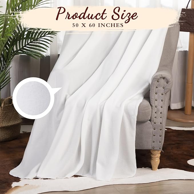 Buryeah 10 Pcs Fleece Blanket Bulk Soft Warm Fleece Blankets Cozy Lightweight Throw Blankets Plush Pet Throw Blanket for Home Bed Sofa Office Wedding Gifts Travel(50" X 60",White)
