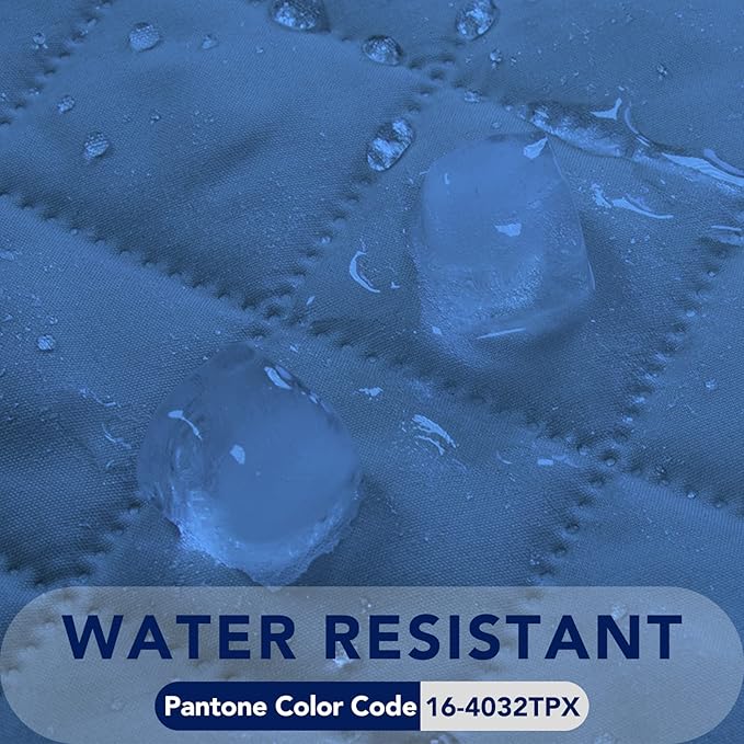 PureFit Reversible Quilted Sofa Cover, Water Resistant Slipcover Furniture Protector, Washable Couch Cover with Non Slip Foam and Elastic Straps for Kids, Dogs, Pets (X Large, Blue/Ivory)