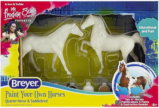 Breyer Horses Paint Your Own Horse - Quarter Horse & Saddlebred Paint & Play | 2 Horse Set | Model #4260