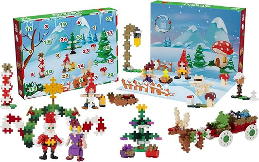 Plus Plus Christmas Advent Calendar 2024, 25 Kids Building Block Toys, Mini 3D Puzzle Kits, Fun Holiday Countdown Stem Gifts, 600 Pieces - Woodland Christmas