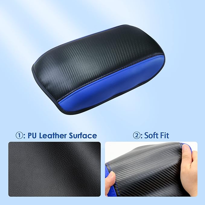 Coleya 2019-2025 2026 Ascent Center Console Cover for Subaru Ascent (Premium/Onyx Edition/Limited/Bronze Edition/Touring), Waterproof&Anti-Scratch Leather Armrest Cover 2025 Ascent Accessories (Blue)