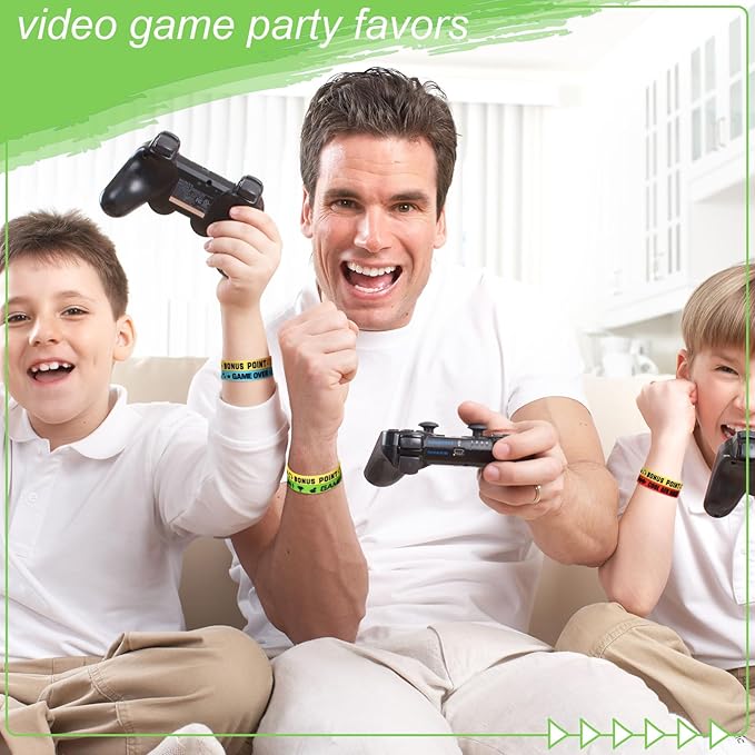 Libima 36 Pcs Video Game Bracelets Gamer Party Favors Game Party Bracelets Video Game Silicone Bracelets Rubber Wristbands for Gamer Multicolor Gaming Party Wristbands Supplies for Gamer Party Decor