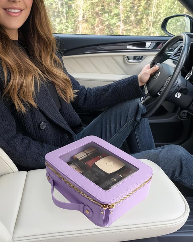 Clear Makeup Bag Small, TSA Approved Portable Toiletry Bag with Zipper Cosmetic Travel Bag Makeup Organizer Case Mini Makeup Pouch for Purse Car Organizer Bag for Women Men