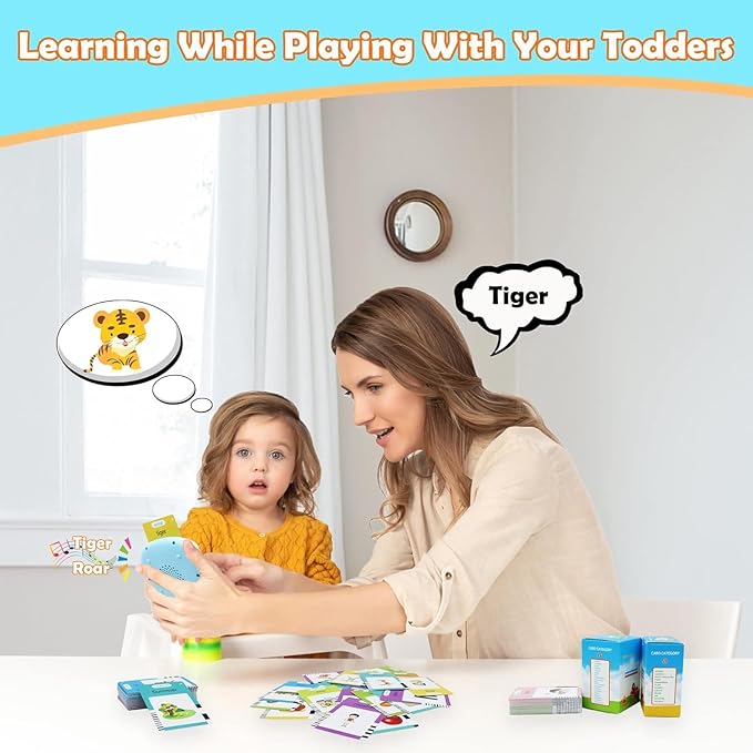 MAYAPHILOS 510 Words English and Korean Talking Flash Cards for Toddlers Bilingual, Educational Toy for Toddlers, Korean Language Learning Toys Pocket Speech for Toddlers