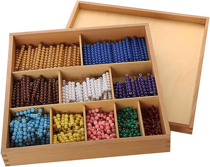 Leader Joy Montessori Math Materials Bead Decanomial with Box for Early Preschool Learning Toy