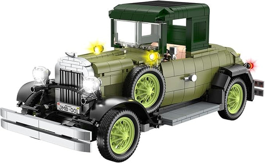 NUTCRACKER Retro Car Model Building Set for Adult, Vintage Classic Car Toy Building Set, Vintage Vehicle with Car Light Home Desktop Display Model, Birthday for Men Teens（1297Pieces