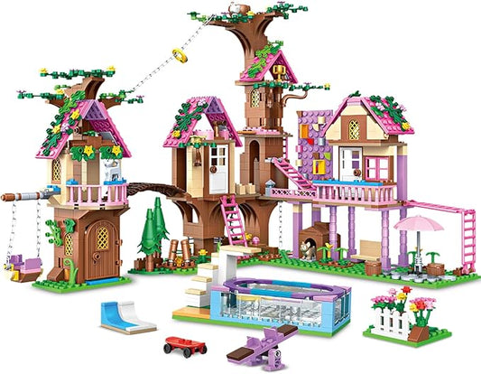 Tree House Building Set Compatible with Lego Friends, 1050 PCS Forest House Building Kit Birthday Gift for Kids Girls Age 6-12 Years（7682）