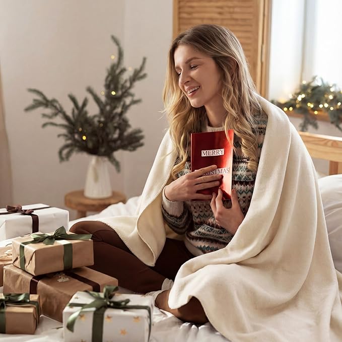 Kinlop Fleece Blanket Bulk 60 x 50 Inch Soft Lightweight Fleece Cozy Blanket Warm Throw Plush Pet Throw for Bed Couch Sofa Home Office Wedding Gifts Travel Camping(Beige Tones,40 Packs)