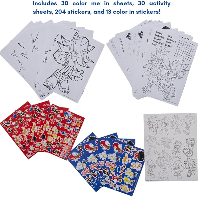 Innovative Designs Sonic The Hedgehog Deluxe Activity Set for Kids with Carrying Tin, Coloring Sheets, Stickers, & Art Supplies, 200+ Pieces