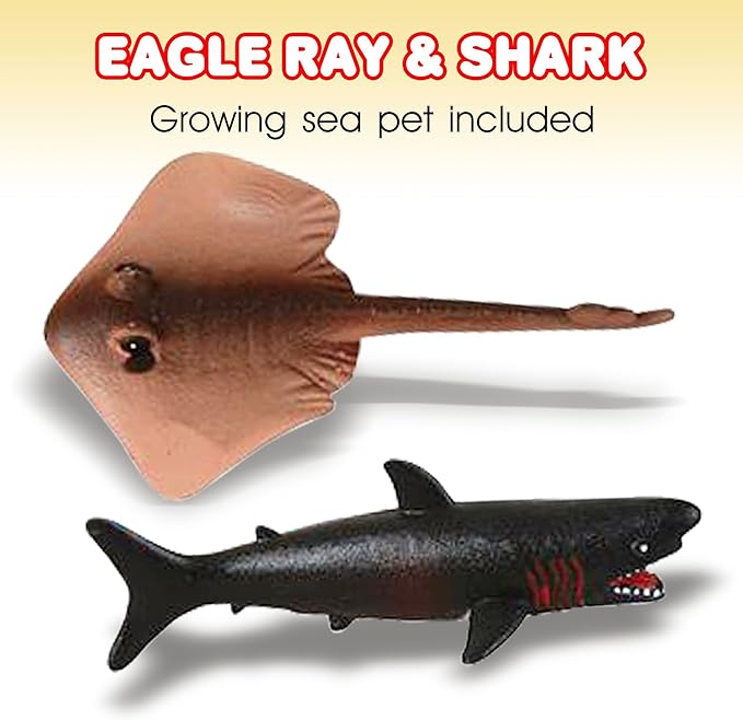 ArtCreativity Growing Sea Animals 6 Different Water Expanding Sea Creatures - Grows 6X Larger - Amazing Sensory Jelly-Like Toy - Fun and Educational Gift for Boys and Girls.