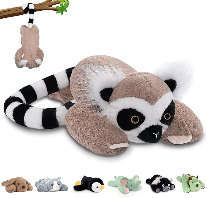 Niuniu Daddy 20" | 3.3 Pound Lemur Weighted Stuffed Animals, Large Pillowfort Plush Animal Toys for Kid Adult Baby, Cute Body Pillow for Gifts Presents Birthday Christmas Holiday Thanksgiving