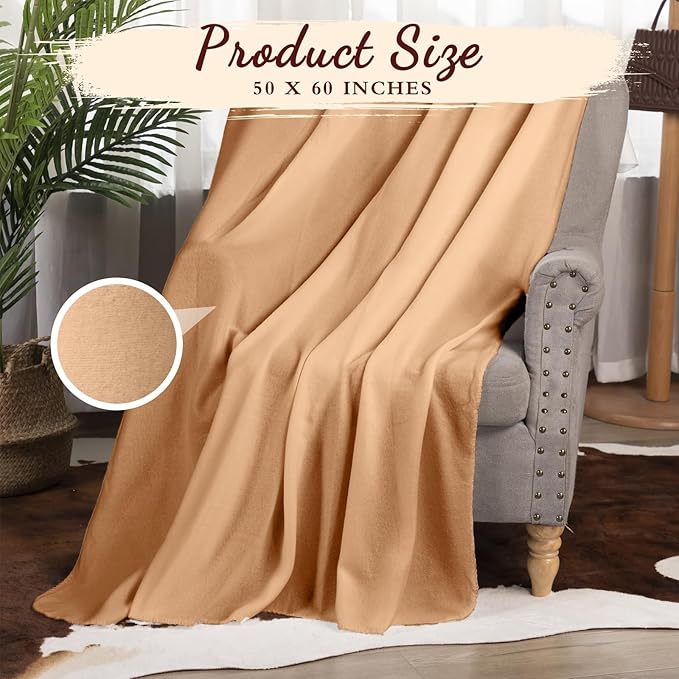 Buryeah 10 Pcs Fleece Blanket Bulk Soft Warm Fleece Blankets Cozy Lightweight Throw Blankets Plush Pet Throw Blanket for Home Bed Sofa Office Wedding Gifts Travel(50" x 60",Khaki)