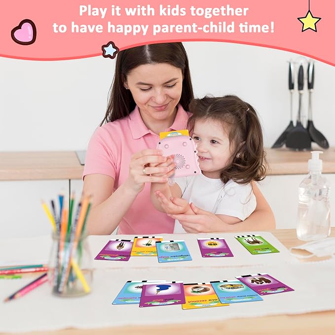 Bilingual Talking Flash Cards,Spanish Toddler Toys for 2-6 Year Old Girls,Montessori Sensory Toys, Educational Learning Resources Toys, Speech Therapy Toys, Autism Sensory Toys for Autistic Children