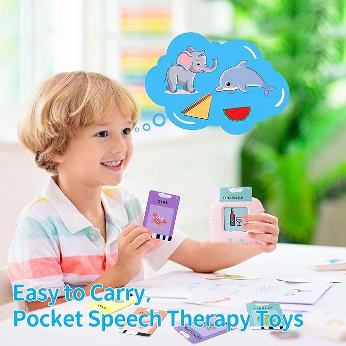 Toddler Talking Flash Cards for Kids with 224 Sight Words, Speech Therapy, Autism Sensory Toys, Learning Educational Gifts for Age 1 2 3 4 5 Years Old Boys and Girls Birthday Party