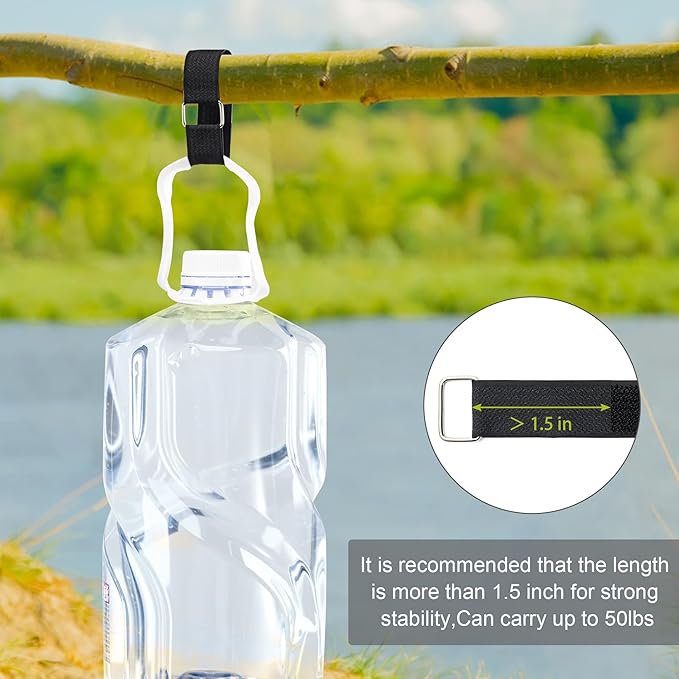 1" x32Ft Hook and Loop Straps with 50 Metal Buckles, Adjustable Fastening Cable Straps, Free Cut Length Cinch Straps, Reusable Nylon Cable Ties for Organizer or Storage, Black