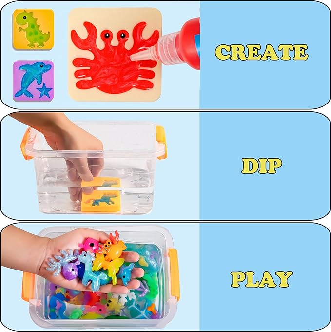 Aqua Fairy Water Gel Kit for Kids, Magic Water Elf Toy Kit with 12 Colors Magic Gel, Aqua Fairy kit with 18 Shape Molds, Crate Your Own Magic Elf Kit Water Pets Craft Kits for Kids