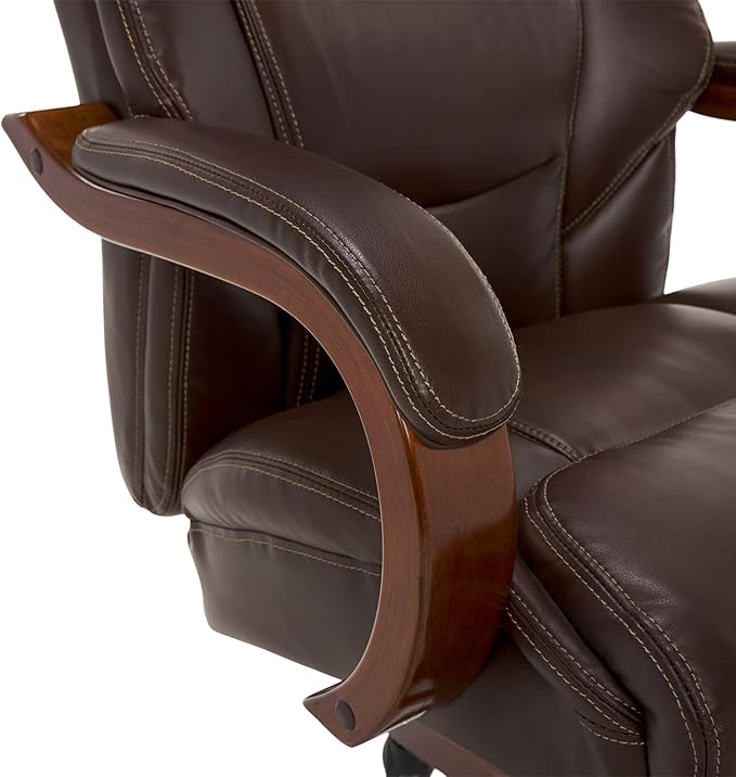 La-Z-Boy Delano Big & Tall Executive Office Chair, High Back Ergonomic Lumbar Support, Bonded Leather, Brown