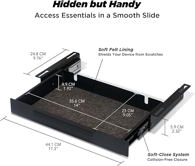 ULTRARM Moodular Add-ons Storage Drawer [Accessory Only - Requires Moodular Wooden Monitor Stand Slide Rails for Use] Black MSA-DR
