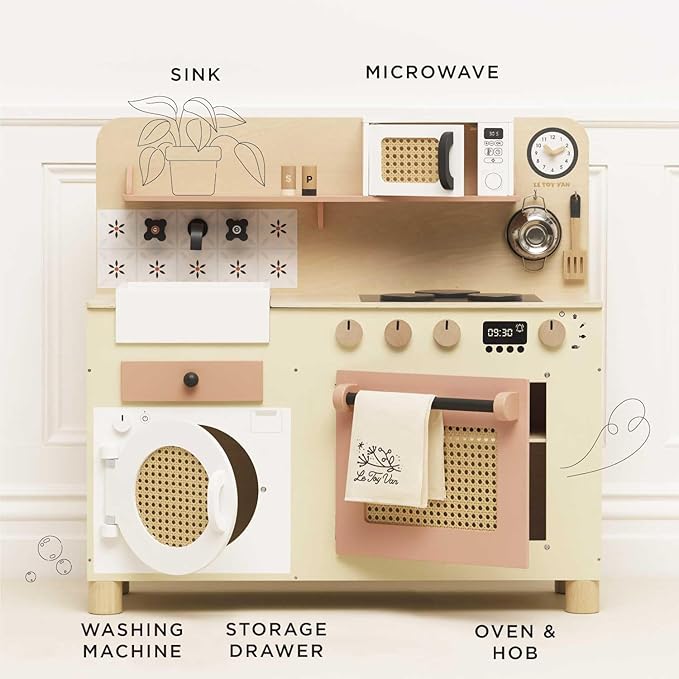 Le Toy Van – Large Wooden Kitchen Furniture Set | Grand Kitchen Cabinet and Appliance Pretend Play Set – Suitable for 36+ Months