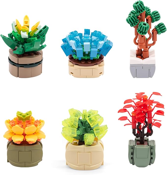 Succulents Plant Decor Building Kit 12PCS, Bonsai Tree Building Block Set, Flower Bouquet Toys Kit Botanical Collection, Creative Building Project for The Home or Office, Kids Party, Birthday Favors