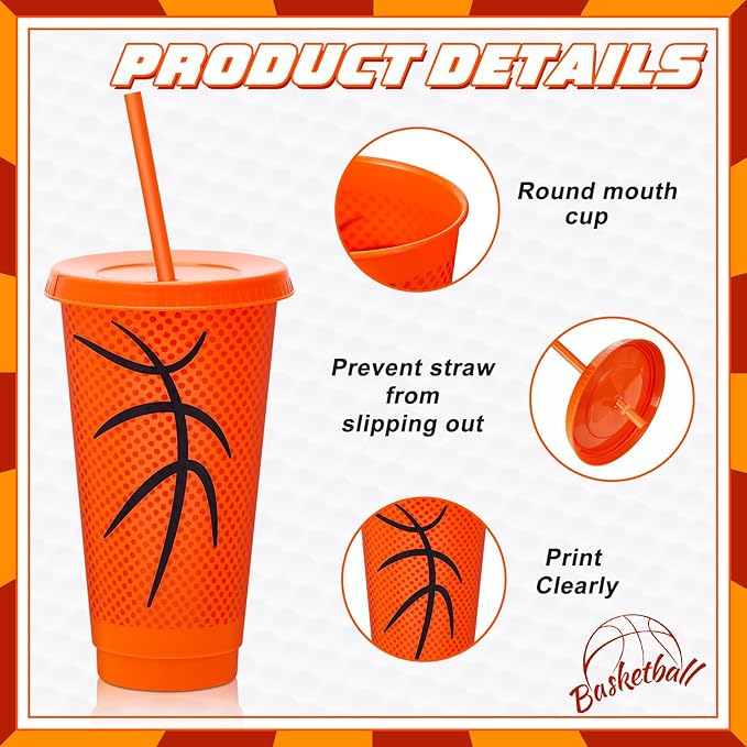 122 Pcs Basketball Party Favors Set Basketball Goodie Bags Stuffers Includes Cups with Straw Mini Stress Ball Keychains Slap Bracelets Whistles Stickers Pens for Birthday Party Supplies