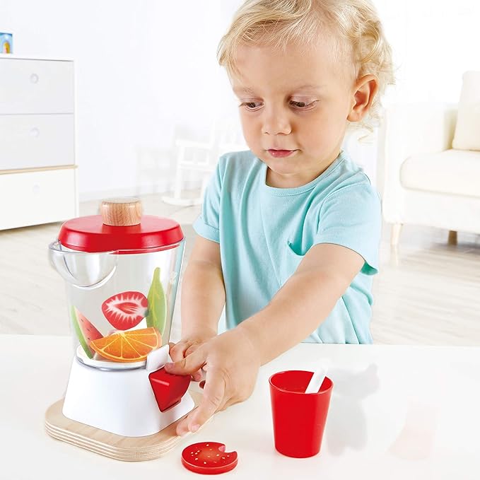 Hape Smoothie Blender | Multicolor Kitchen Smoothie Machine Play Set Complete with Cups & Straws