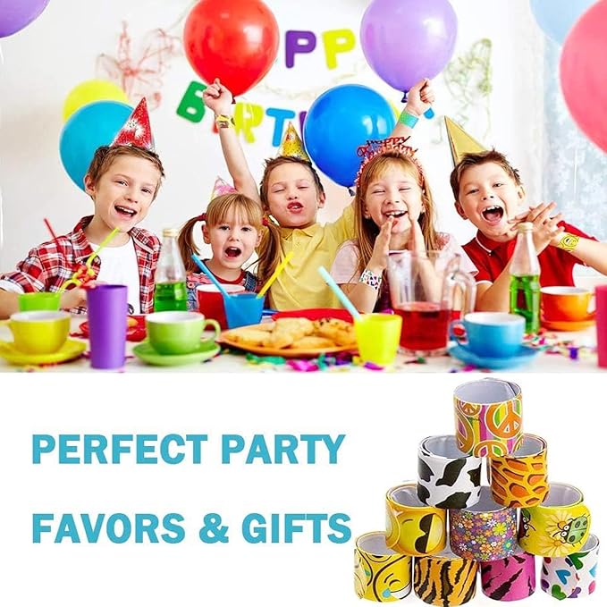 25 PCS Slap Bracelets Party Favors,Bulk Emotions Camouflage Leopard Print Snap Bracelet Party Favors Supplies for kids&teens Gifts Teacher Classroom School Favors Prizes Christmas Gift