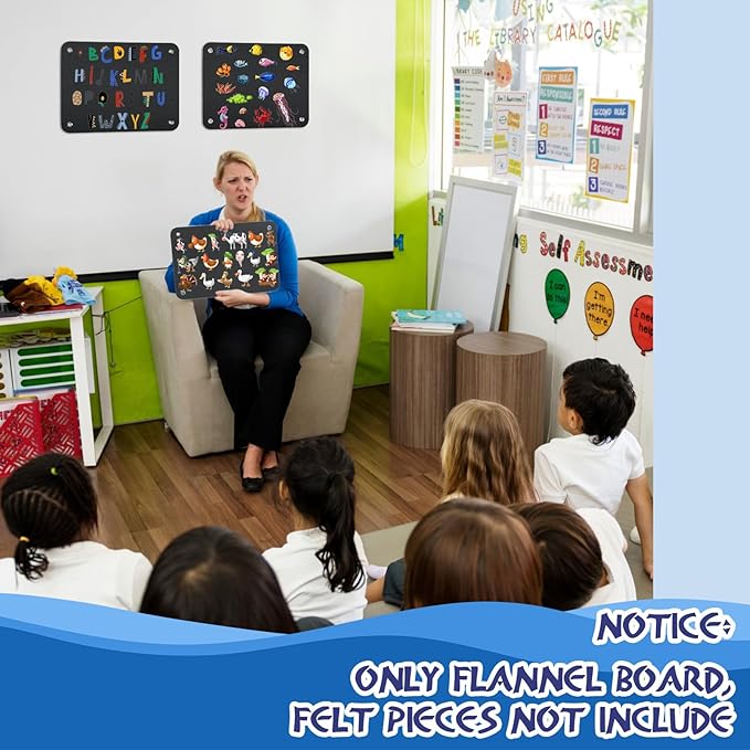 4 Pieces Felt Board for Toddlers Classroom Flannel Board Stories for Preschool Homeschooling, Kids Felt Story Activity Wall Hanging Children Birthday Gifts, 11.8 x 15.75 Inch (Black)