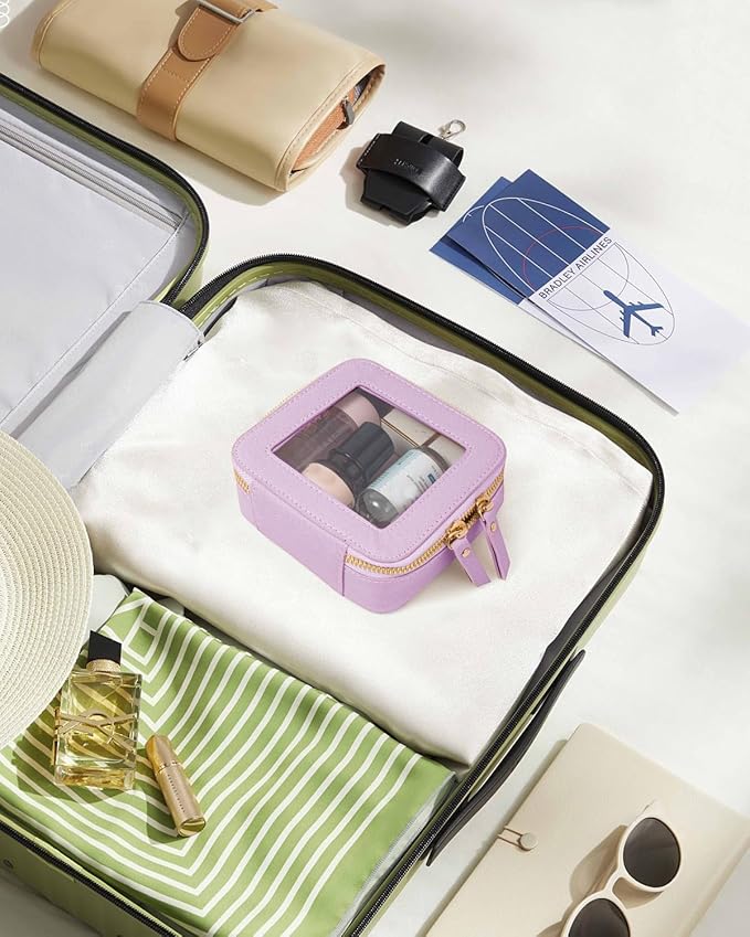 FFpaw Travel Clear Makeup Bag Set, TSA Approved Cosmetic Bag Case with Zipper Portable Makeup Pouch Toiletry Bag Women Traveling Cosmetic Organizer Storage Bag Car Organizer Car Essentials for Women