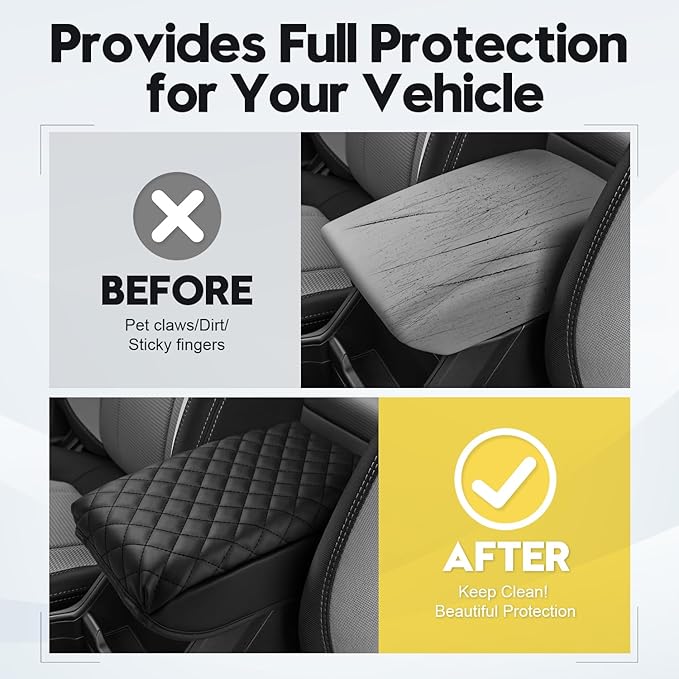 FIILINES Center Console Cover for Subaru Forester 2025 2026, Armrest Cover Pad Cushion Protector Forester Accessories Armrest Cover Anti-Scratch Black