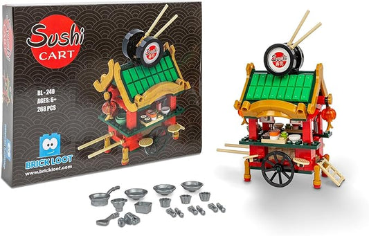 Brick Loot Exclusive Sushi Cart Bar Custom Designed Model Compatible with Major Block Brands Fun and Creative Boys and Girls Building Set