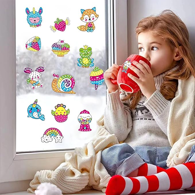 5D Diamond Craft Kits Stickers for Kids,Gem Kids' Paint by Number Kits Mosaic Sticker - Best Gifts for Girls Over Ages 6+ Easy for Kids Beginners