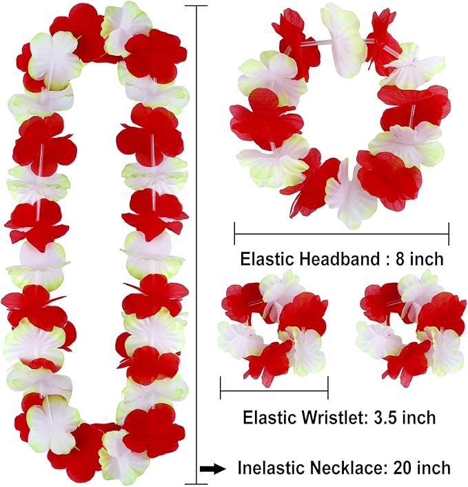 INNOCHEER Hawaiian Leis 80Pcs, Hawaiian Party Decorations of Flowers Necklaces, Headbands and Wristbands - Luau Party Supplies, Summer Beach Vacation, Tropical Themed Party Favors, Birthday, Wedding