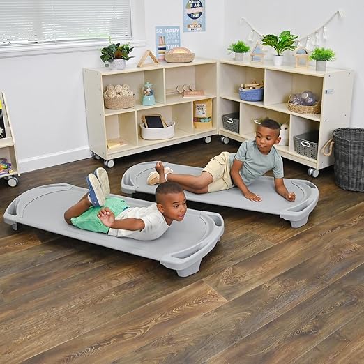 Children’s Factory SpaceLine Nap Cots, Kids Daycare and Preschool Sleeping Cot, Standard Size, Gray
