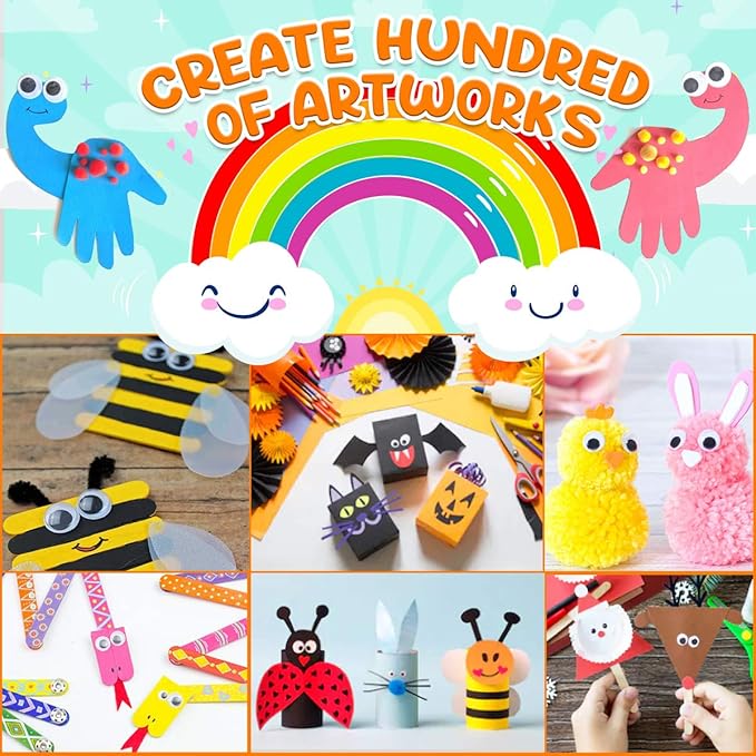 Goody King Arts and Crafts Supplies for Kids - Craft Art Supply Jar Kit for Student Age 4 5 6 7 8 9 10 Year Old Crafting Activity - Collage Arts Set for Toddlers Preschool DIY Classroom Home Project