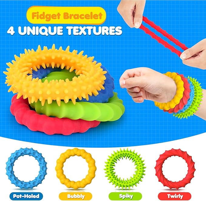 Fidget Sensory Toys for Kids Toddlers: 16 Pack Super Soft & Textured Squishy Sensory Fidget Toys for Autistic Children Special Needs | Sensory Stretchy Toys | Calm Down Toy for Toddler Girls Boys