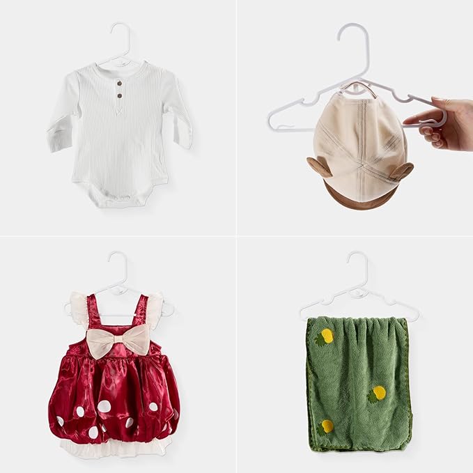 Baby Hangers, 60PCS White Kids Hangers, Multifunctional Kids Clothes Hangers, Toddler Hangers for Kids Toddlers and Children, Durable Hangers for Kids, Stackable Design for Spacing Saving