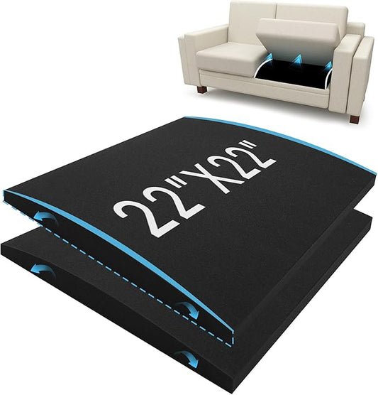 2PCS 40D 22 x 22 x 2.4in Couch Cushion Support for Sagging Seat, Large Size Arc Sofa Cushion Support, High Rebound Couch Cushion Inserts, Repair Sofa Dents to Improve Comfort, Black