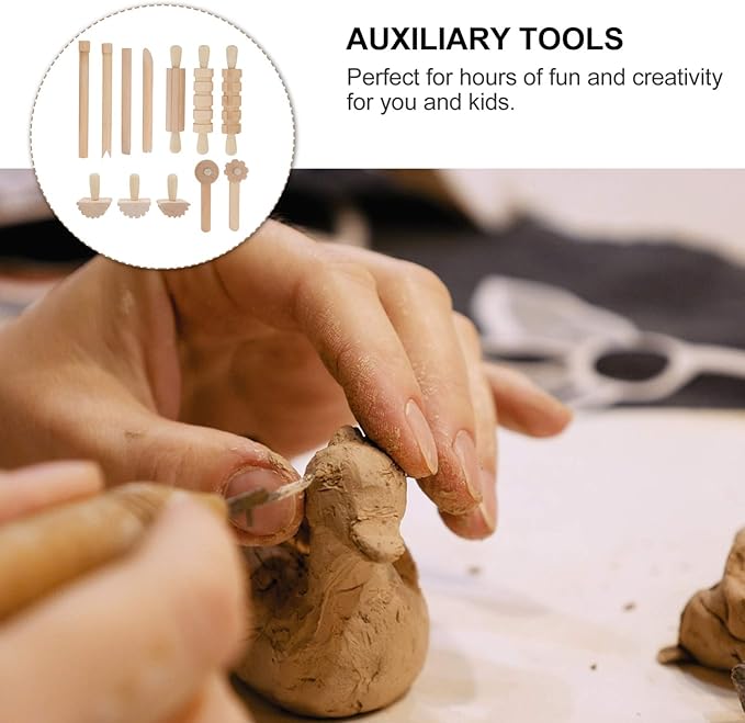 12Pcs Wooden Clay Tool Set Clay Molding Tools for and Art and Crafts Activities