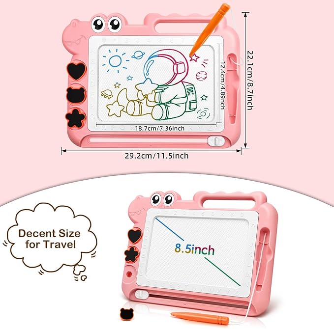 AiTuiTui Magnetic Drawing Board Toddler Toys Gift for Girls Boys, Color Sketch Writing Scribble Doodle Pad Travel Games, Educational Learning Kids Toys for Birthday or Valentine (Pink)
