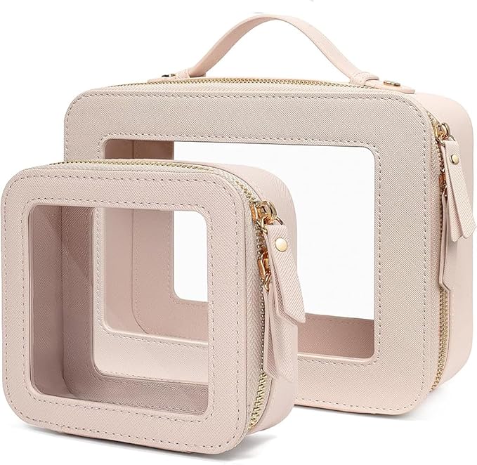 Clear Makeup Bag Small, TSA Approved Portable Toiletry Bag with Zipper Cosmetic Travel Bag Makeup Organizer Case Mini Makeup Pouch for Purse Car Organizer Bag for Women Men