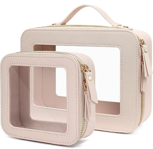 Clear Makeup Bag Small, TSA Approved Portable Toiletry Bag with Zipper Cosmetic Travel Bag Makeup Organizer Case Mini Makeup Pouch for Purse Car Organizer Bag for Women Men
